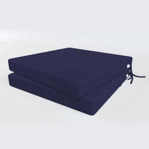 Lounge Holz Hocker Kissen blau