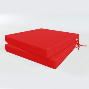 Lounge Holz Hocker Kissen rot